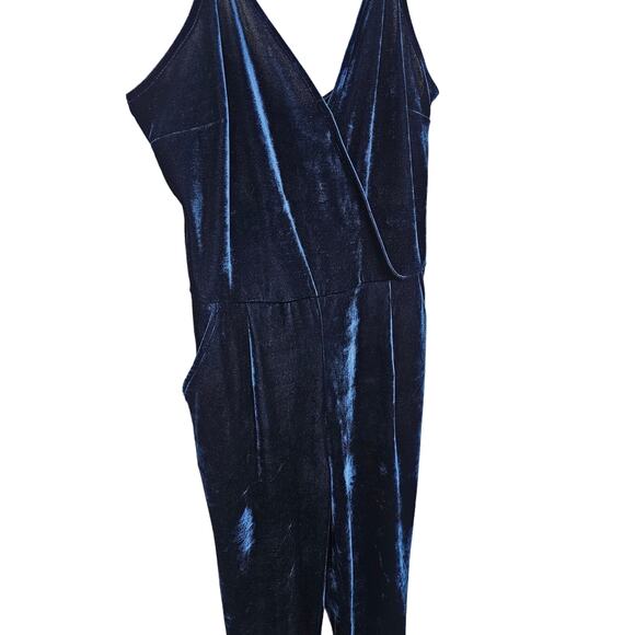 Toxik3 Womens Jumpsuit Large Velvet Y2K Royal Blue Holiday Skinny Fit Catsuit - Picture 3 of 9